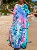 2026 New Colorful Kaftan Tunic Beach Dress Beach Wear Beachwear Beach Cover Up Cover-upsLoose Maxi Dress Female Women V4428