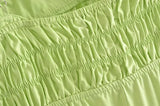 Foridol Elastic Smocking Green Cotton V Neck Summer Women's Dress Sleevless Long Green Maxi Casual Strapy Dress Solid Female