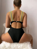 2026 Black Swimsuit One Piece Solid Sexy Swimwear Women Bathing Suit Female Padded Monokini Swimming Summer Beachwear Bodysuit