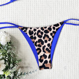 Halter Splicing Leopard Bikinis 2026 Satin Bikini Female Swimsuit Women Swimwear Two-pieces Bikini Set Micro Bathing Suit Swim
