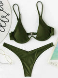 High Cut V-bar Underwired Bikini Women Swimsuit Female Micro Thong Swimwear Two-pieces Bikini Set Push Up Bathing Suit Swim Lady
