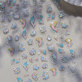 5D Deep Sea Fish Nail Art Stickers Shimmery Bubble Colorful Marine Life Nail Decals Summer Ocean Self Adhesive Manicure Decal