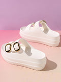 Women's Slippers Solid Color One Line  Thick Soles Anti Slip and Wear-resistant Fashionable Simple Indoor Outdoor Beach Sandals