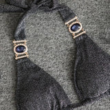 4 Colors Sexy Bikini Women Solid Shining Swimwear Swimsuit Crystal Diamond Female Bandage Halter Beach Bikinis Set Bathing Suit