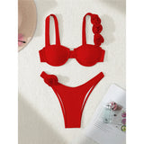 Sexy 3D Flowers Underwired Bikini Women Swimwear Female Swimsuit Two-Pieces Bikini Set Brazilian Bather Bathing Suit Swim V7970