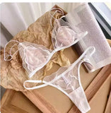 New French Style Lingerie Set Front Fastening Bra Non Padded Ultra Thin Elegant Lace Comfortable Summer Wear Women S-XL MOYISU