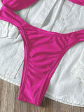 Sexy Metal Shell Ornament Bikini Set 2026 Women Hot Pink Pleate Push Up Bra Thong Swimsuit Summer Bathing Suit Micro Swimwear