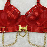 Toucheart Erotic Underwear Mesh See-through Patchwork Metal Chain Hot Girls Sexy Seductive Coquette Nightclub Party Dance Suit