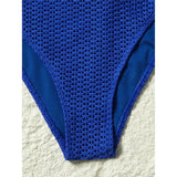 S - XL Deep V Neck Knit Fish Net Mesh Women Swimwear One Piece Swimsuit Female Monokini Backless Bather Bathing Suit Swim V7832