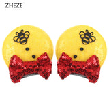 Christmas 2.8"Mouse Ears Hair Clips For Children Sequins Bow Hairpins Girls Festival Party DIY Hair Accessories