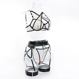 Toucheart Sexy Floral Embroidery Underwear Steel Ring Bra Lace Mesh Sexy Webbing Hollow Waistband Hanging Erotic Lingerie Suit