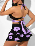 Printed Swimsuit Dress 2026 Push Up Bikini Women High Waist Swimwear Female Padded Bather Bathing Suit Swimming Beachwear Summer