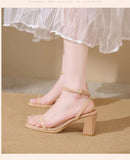 Open-toe Sandals Women 2026 Summer New Buckle Fashion Solid Color Female Shoes  Chunky High Heel