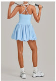 Women's Tennis Skirt Dress Sports Fitness Golf Beautiful Back Slim-fit One-Piece Training Workout Gym Anti-exposure Yoga Dress