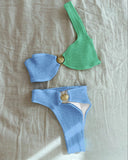 Pleasted Bikinis Colaless Swimsuit Triangle Bikini Set Women Swimwear Halter Bathing Suits Bandage Beachwear Brazilian