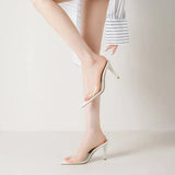 Spring and Summer New Style Fashion High Heels Women's Slippers Pointed Tip Concise Sexy Party Women's Shoes High 8cm Size 35-43