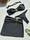 3 Pieces Starfish Thong Bikinis 2026 Solid Swimwear Female Sexy Solid Swimsuit Women & Beach Skirt Bathing Swimming Swim Suit