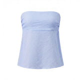 Women's Summer Strapless Vest Stylish Striped Sleeveless Open Back Tube Tops for Party Date Night Wear