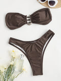 Women Bikini Sets Two Pieces Swimsuit Female Metal High Waist Sexy Bikini Bathing Suit Monokini Swimwear Women Biquini Bakini