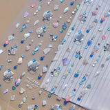 5D Deep Sea Fish Nail Art Stickers Shimmery Bubble Colorful Marine Life Nail Decals Summer Ocean Self Adhesive Manicure Decal