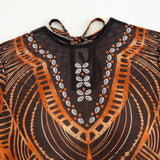 2025 Sexy Women's Retro Print Scoop Neck Padded Long Sleeve One Piece Swimsuits High Cut Bathing Suits Swimwear Bodysuit