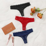Sexy And Charming Women's Underwear Ultra-Thin Full Lace Thong 3 Pcs black blue And Red Can Be Paired With A  Lingerie 363-3