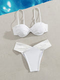 Sexy Pleate High Waist Bikini Set 2025 Women Halter Push Up Underwire Two Piece Swimsuit Summer Bathing Suit Swimwear Biquini