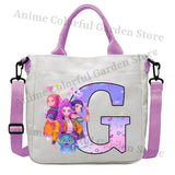 KPop Demon Hunters Canvas Shoulder Bag for Boys Girls Cartoon Letter Printed Crossbody Pouch Students Portable Fashion Handbag
