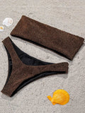 2025 Shiny Sparkling High Waist Bikini Women Bandeau Swimsuit Female Swimwear Two Pieces Bikini set High cut Bathing Suit Swim