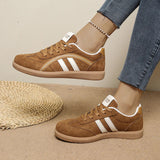 Plus Size 42 Flock Flat Sneakers for Women 2026 Fashion Anti Slip Lace Up Tennis Shoes Woman Platform German Training Shoes