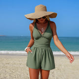 Women's One Piece Swimsuit High Waisted Tummy Control Swimwear with Pockets High Elastic 2026 New Beachwear Beach Bathing Suit
