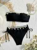 XS - XL Bandeau Wrinkled High Cut Bikini Women Swimwear Female Swimsuit Two-pieces Bikini Set Shell Bather Bathing Suit Swim