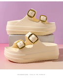Women's Slippers Solid Color One Line  Thick Soles Anti Slip and Wear-resistant Fashionable Simple Indoor Outdoor Beach Sandals