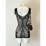 Women Sexy Fishnet  Cover Up, Sheer Bodycon Sleepwear See Through Beachwear Without Bikini