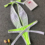2025 Deep V Female Halter Swimwear One Piece Swimsuit Women Backless Monokini High Cut Wrap Around Bathing Suit Swim Bodysuit