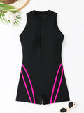 VigoJany 2026 Solid Sleeveless Plus Size Swimwear Women Zipper Push Up Large One Piece Swimsuit Summer Beach Chubby Bathing Suit
