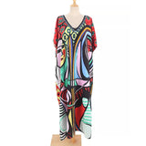2026 New Colorful Kaftan Tunic Beach Dress Beach Wear Beachwear Beach Cover Up Cover-upsLoose Maxi Dress Female Women V4428