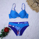 4 Colors Sexy Bikini Women Push Up Swimwear Swimsuit Leaf Print Patchwork Bikinis Set Bathing Suit Beach Bikini Female Biquinis