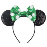 Disney Mickey Mouse Ears Leopard Print Headbands for Girls Baby Women Sequins 5"Bows Hair Accessories Adults Hairbands Kids Gift