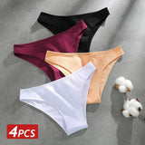 Cotton Seamless Panties 4PCS Women's Low Rise Briefs
