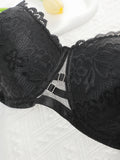 Women's oversized underwear with half cup gathered anti sagging front buckle lace design suitable for plump women 90D-110D B2483
