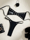 XS - L Halter Mini Micro Thong Bikini Women Swimwear Female Swimsuit Two-pieces Bikini Set Metal Rings Bather Bathing Suit Swim