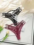 3pcs fashionable multi-color lace thong sexy Lingerie lightweight and easy to clean women's underwear C937