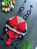 Sexy Solid color Women's Swimsuit Two-piece Triangle Swimwear Braiding rope Bikinis Set Beach Bathing Suit Brazilian Biquinis
