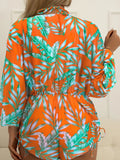 3 Pieces Bikini Tropical Print Swimsuit Halter Drawstring Side Swimwear Women 2026 Bathing Suit Female Swimming Summer Beachwear