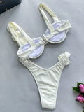 3D Flowers Underwired Brazilian Bikini Women Thong Swimwear Female Swimsuit Two-pieces Bikini Set Push Up Bathing Suit Swim