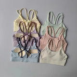 Women's yoga sports bra, integrated color blocking design with buckle sports bra