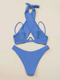 Cross Halter Underwire Bikini 2026 Women Swimsuit Solid Push Up Swimwear Female Bathers Bathing Swimming Suit Summer Beachwear