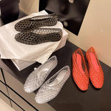 Women Crystal Jelly Shoes Girls Fashion Summer Flats Sandals V-mouth Slip-on Style Soft Sole Girls Daily Walking Driving Flats