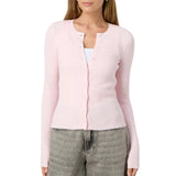 Autumn Winter Sweater Cardigan Women Solid Color Long Sleeve Round Neck Button Up Ribbed Knitwear Slim Coat